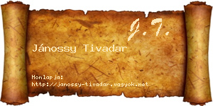 Jánossy Tivadar névjegykártya